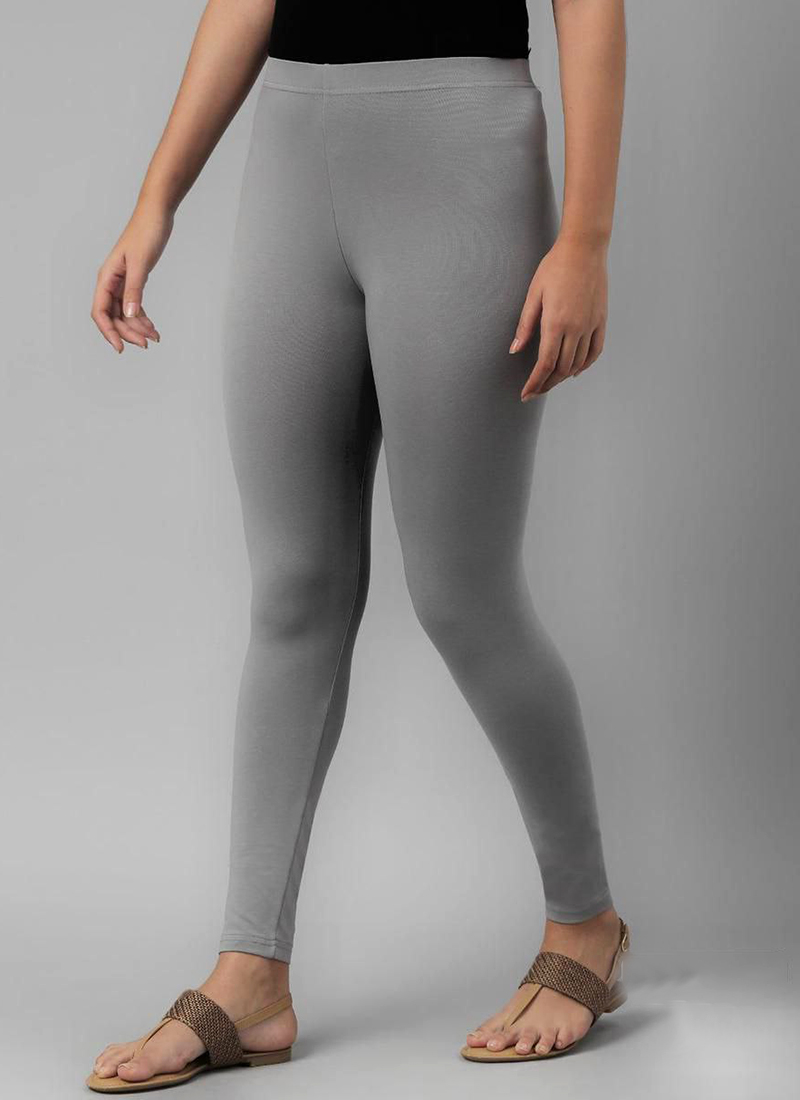 Buy Cotton Lycra Grey Casual Wear Plain Leggings Online From Wholesale Salwar